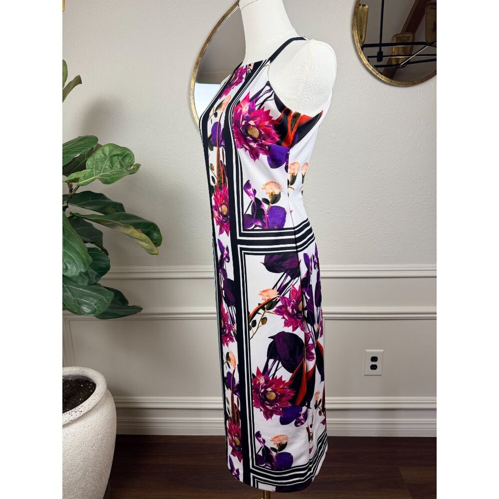 Power Femme Sultry Quiet Luxury Floral Bodycon Midi | Vince Camuto | Size 8 - Picture 7 of 12